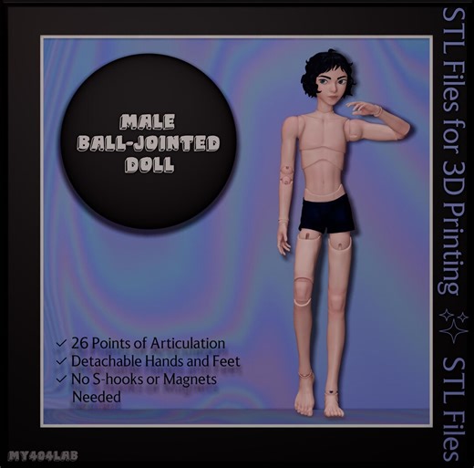 Male Ball-jointed Doll (BJD) 30cm STL Files for 3D Printing - Etsy