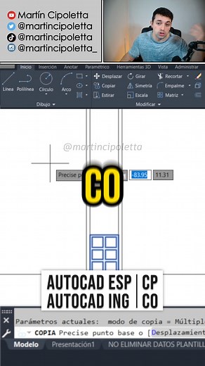 MARTÍN CIPOLETTA on Instagram: "Cómo Copiar un objeto muchas veces en AutoCAD Aprende a copiar de forma múltiple para ser más eficiente y dibujar más rápido. Este truco te sirve para dibujar tus detalles constructivos mucho más rápido, como se puede ver en el ejemplo de la pared de ladrillos del vídeo. Copiar en forma de matriz o array hará que pierdas menos tiempo. #autocad #autocad2d #autocadtutorial #tutorialautocad #autocadd"