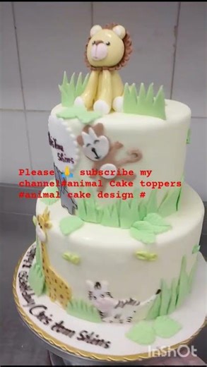animal toppers cake #animal cake design #fondant jungle cake #jungletheme cake #easy junglecake.