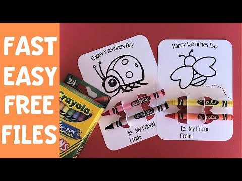 Valentine Coloring Card With Crayons: FREE Files