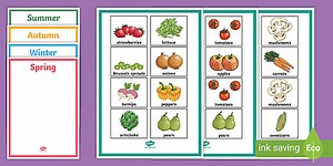 British Seasonal Fruits and Vegetables Sorting Activity