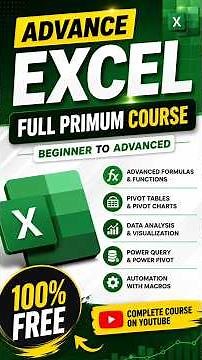 microsoft excel, advance excel full course for free, beginner to advance in hindi @upciss #excel