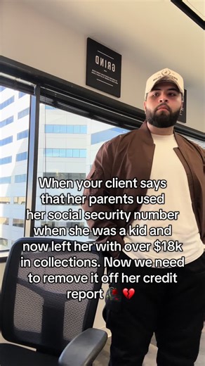 When your client says that her parents used her social security number when she was a kid and now left her with over $18k in collections. Now we need to remove it off her credit report 🥀 💔 #collections #latelayments #repo #eviction #creditrepair