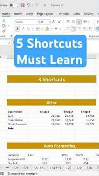 5 Amazing Excel Shortcuts #ExcelTricks