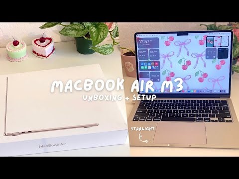 MacBook Air M3 Starlight Unboxing + Setup ✨ ~ asmr aesthetic customization