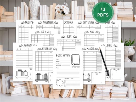 Monthly Reading Planner Printable, TBR Tracker Journal, Book Review Bundle Printable, (digital Download) - Etsy