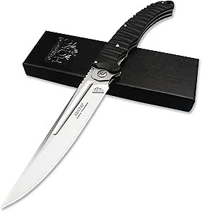 12 Inch Large Folding Knife D2 Steel Groove Blade G10 Blade Handle (White)