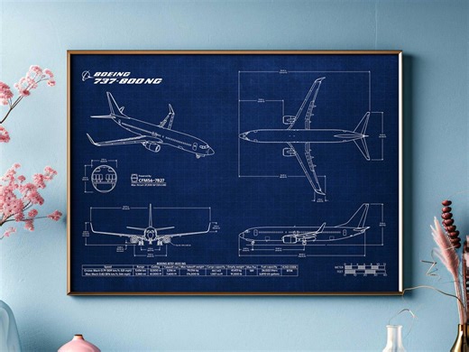 Boeing B737-800 Blueprint Poster Horizontal