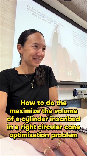 Maximize the volume of a cylinder inscribed in a right circular cone Optimization problem #apcalculus #apcalculusteacher #apcalc #apcalcab