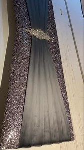 • Shaped Window Pelmet • Grey glitter fabric with charcoal plush velour gather. Typically this design measures 40cm drop and the sides and 30cm at the centre. Available in your colour / fabric choices | Glam Interiors