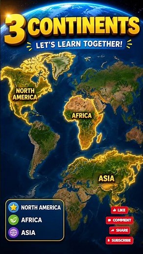 🌍✨Journey Across Three Amazing Continents #GeographyForKids #EducationalVideo#WorldMap #KidsLearning