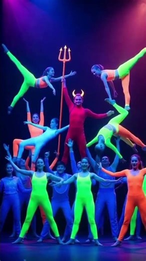 Insane Fluorescent Dance Troupe Under UV Blacklight"#Blacklight#NeonGlow#UVPerformance#Acrobatics