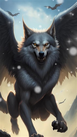 WingedWolf:the Night Hunter. #WingedWolf#mythicalcreature #myth #monster #wolf#fyp