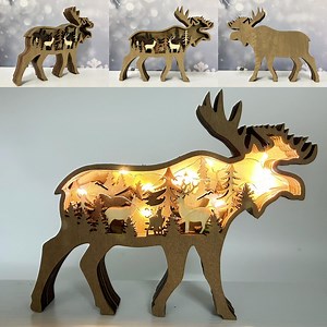 Custom 3D Carved Wooden Moose Decor With Lights,wooden Moose,wooden Animals Light,desktop Ornament,wall Decor,christmas Decor,christmas Gift - Etsy Canada