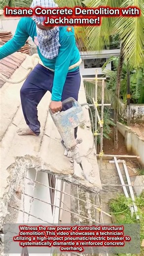 Insane Concrete Demolition with Jackhammer! 💥🏗️