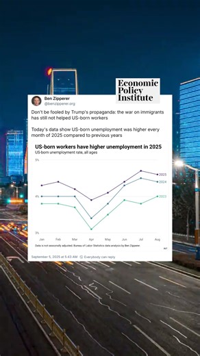 The labor market is struggling in 2025– but immigrants aren’t the reason. The real problems? Low wages, benefits, and lack of protections. Read more from Economic Policy Institute: https://seiu.co/4nC6403 | SEIU