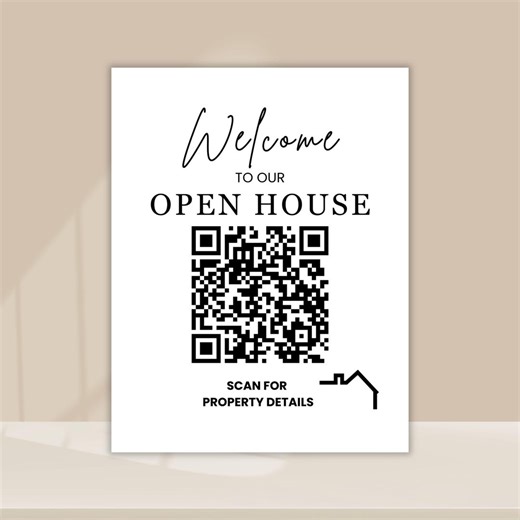 Open House QR Code Sign Template | Canva Editable | Real Estate Agent Printable - Etsy
