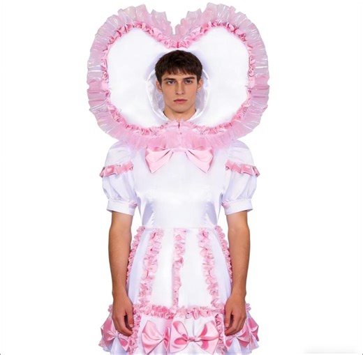 White Body Lockable Sissy Satin Pink Lace Dress for Women and Men Cosplay Customized - Etsy