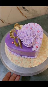 💜 Beautiful Purple Heart Cake with Buttercream Roses 🌹✨ #cakedecorating