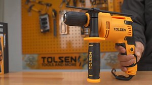 TOLSEN 650W Hammer Drill with Automatic Chuck. With a chuck size of Ø13mm, this hammer drill accommodates various drill bit sizes, making it suitable for drilling into wood, steel, and concrete. At a no-load speed of 0-3000/min, providing you with fast and efficient drilling. More info: https://bit.ly/3yz7NPl #toolsofthetrade #powertools #cordedtools #hammerdrill #drill | Tolsen World
