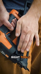 Finish the job off right with AEG's 18V F-RAPID 15GA DA ANGLED BRAD NAILER! 🧡 🖤 It fires 15GA DA angled brad nails into hardwoods and softwoods, leaving behind a consistent finish with clean nail holes for easy filling. Get yours today from Bunnings Warehouse! | AEG PowerTools