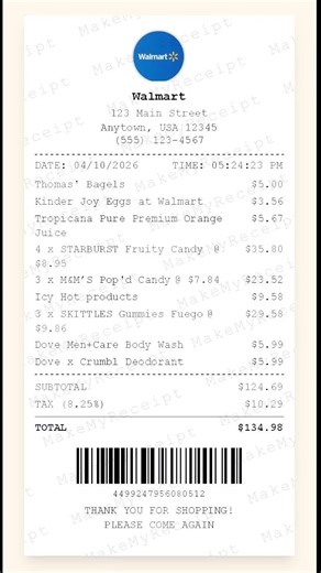 Walmart receipt