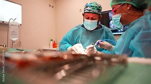 Dental surgeons performing a complex procedure with precision and focus