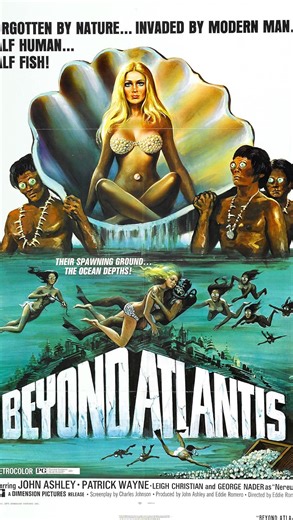 ODDNESS on Instagram: "🎥🍿 Submerge yourself in the cheesy drool of Beyond Atlantis… it washed ashore on this day in 1973. An American-Filipino science fiction horror film directed by Eddie Romero, written by Charles Johnson, based on a story by Stephanie Rothman, and starring Patrick Wayne and John Ashley. The film was described by cult filmmaker David DeCoteau as “one of the very few family-oriented B movies to come out of the Philippines”; this was due to star Wayne’s insistence that the fil