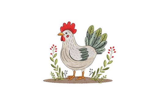 Chicken Machine Embroidery Design, Farmhouse Rooster Stitch File, Instant Download - Etsy