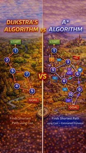 Dijkstra vs A* Algorithm | One Is Smarter Than You Think 😱 #shorts #youtubeshorts #viral #python