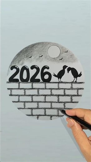 New Year 2026 Drawing Kaise Banaye | Simple Pencil Sketch 2026 #shorts