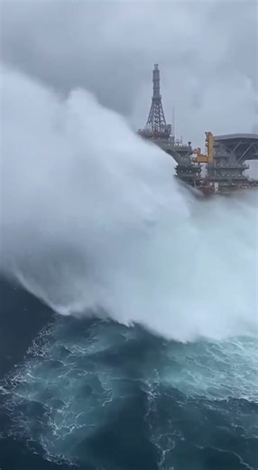 Massive Wave Hits Oil Rig — You Won't Believe What Happens #ocean #extreme #shorts