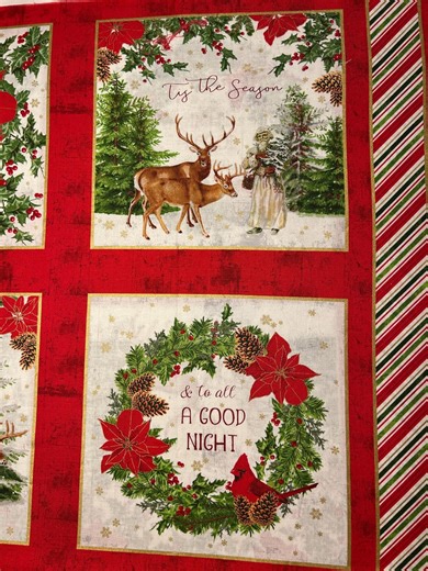 Windham Fabrics "comfort & Joy" CHRISTMAS Cotton Fabric Panel, Whistler Studios, #51882PM, 23"x43", Santa, Deer, Gold Metallic,sew or Quilt - Etsy