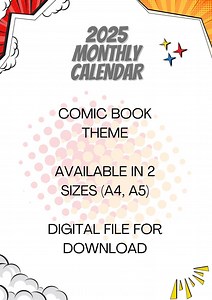 2025 Monthly Calendar - Comic Book Theme - 2 Sizes (A4, A5) - Etsy