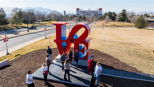 ‘LOVE’ — with a slanted ‘O’: University of Utah welcomes massive iconic sculpture to campus
