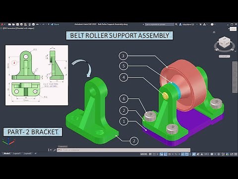 Belt Roller Support Assembly in AutoCAD Part -2 (Bracket)