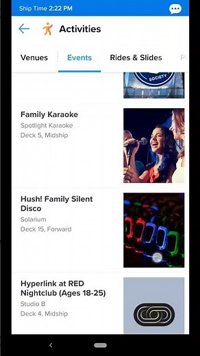 Royal Caribbean App: How to See Activities