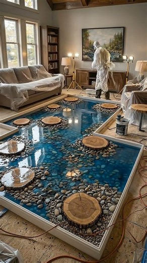 River Retreat Living Room #renovation #beforeandafter