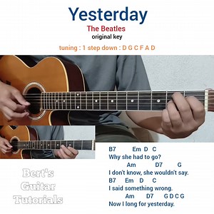 227K views · 4.2K reactions | Yesterday - The Beatles original key guitar chords and plucking tutorial | Bert's Guitar Tutorials | Facebook