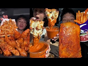 TIKTOK Mukbang Compilation | Chipotle, Wingstop, Taco Bell, Dave’s Hot Chicken, Pizza & More! 🌯🍗🌮🔥🍕