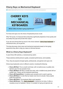 Cherry Keys vs. Mechanical Keyboards: Which Offers the Best Typing Experience? - SlideServe