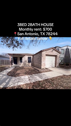🏡 3 Bed • 2 Bath Home for Rent — San Antonio, TX 78244 💰 Rent: $700/month 🔐 Deposit: $688 💵 Total Move-In: $1,388 📍 San Antonio, TX 78244 📲 Call or Text to Apply: 1 478-339-1010 Interested? Please contact the number immediately for application details and availability. #SanAntonioTX #SanAntonioRentals #TexasRentals #HouseForRent #homeforrent