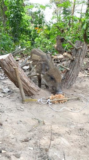 Build Wild boar Trap Using Sharp wood #wildanimal #shortvideo