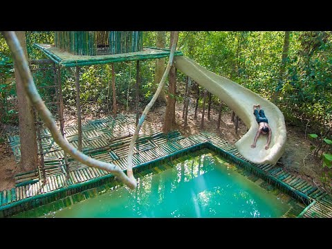 Build Swimming Pool Water Slide Around Secret Bamboo House