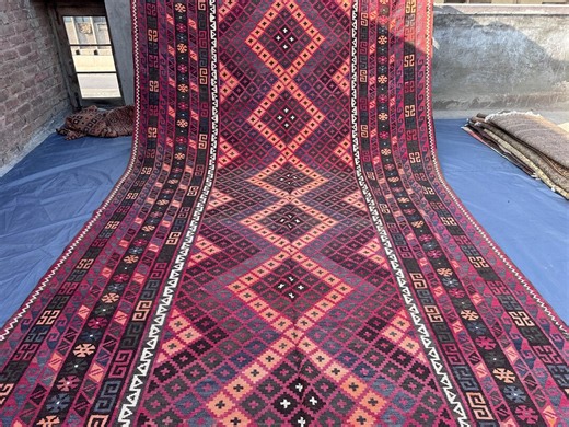 Terracotta Faded 8x17 Geometric Diamond Kilim Rug Afghan Handmade Tribal Flatweave Antique Faded Vintage Rug Large Southwestern Boho Decor - Etsy
