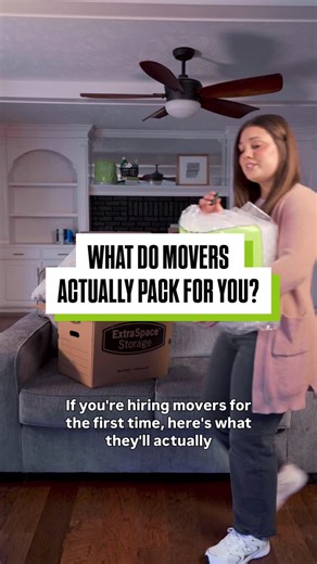 Extra Space Storage on Instagram: "What do movers actually pack for you? Most moving companies offer comprehensive packing services that take the stress out of moving day. Full-service movers will pack your clothes, kitchen items, books, and even wrap your furniture—bringing all the boxes and materials you need. Here’s what you need to know: • Movers pack most household items (clothes, kitchen, books, furniture) • Items you’ll handle yourself (hazardous materials, perishables, valuables like jew