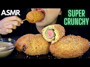 ASMR DISNEY's PICKLE CORN DOGS with "PEANUT BUTTER" Eating Sound HOMEMADE MUKBANG