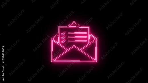 Email Icon Animation with Glowing Lines on Black Background