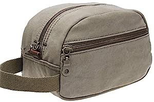 TINTAO Toiletry Bag for Men and Women Canvas Travel Toiletry Bag Dopp Kit Shaving Grooming Accessories Bag W-051 (Army Green)