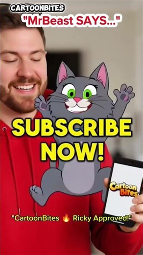 "MrBeast Tells You to SUBSCRIBE to CartoonBites! 🤑 Ricky Cat Approved 😂 #Shorts"